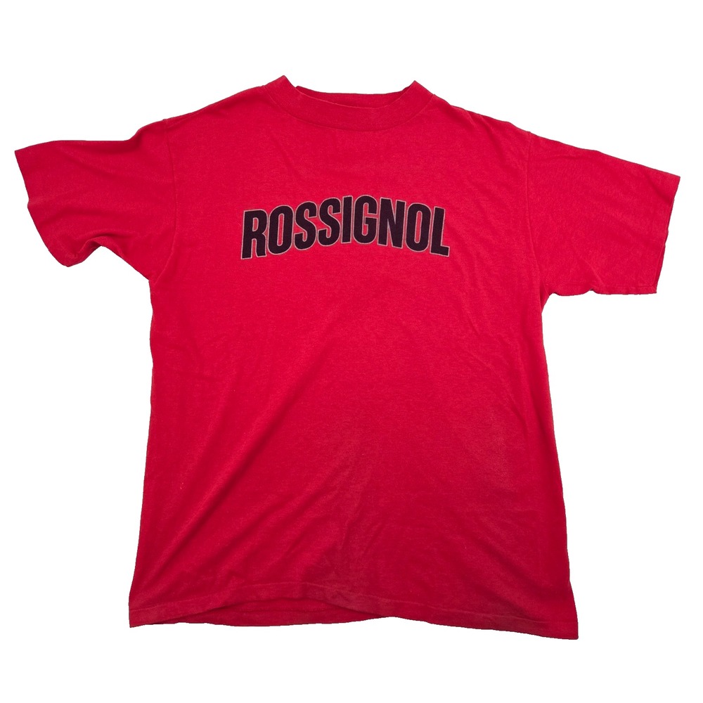 VTG 80s Rossignol Shirt Ski Skiing Snowboard Sz Lg USA Made Single Stitch
